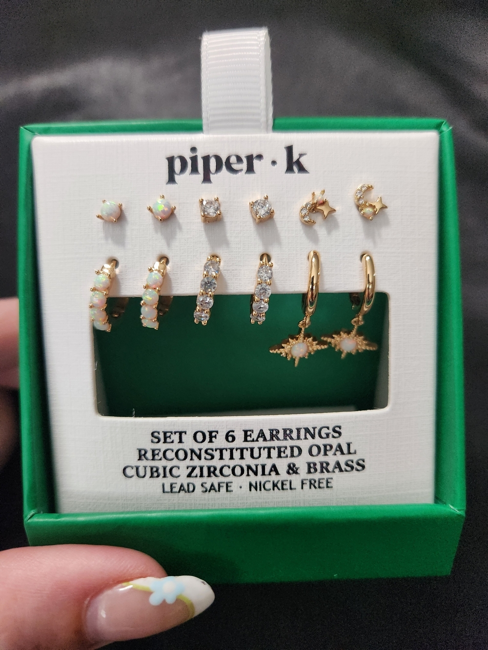 piper•k Retired Gold and Opal 6-Pair Earring Set